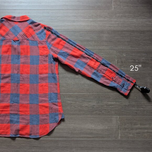 Like New, J. Crew Boy Shirt in Fiery Sunset Buffalo Plaid, 99% Cotton, Size 12 - Picture 9 of 11